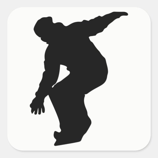 Snowboarder Silhouette Vierkante Sticker (Voorkant)