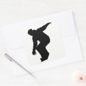 Snowboarder Silhouette Vierkante Sticker (Envelop)