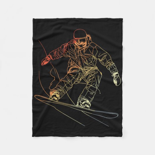 Snowboarder Sketch Alpine Snowboarden Fleece Deken (Voorkant)