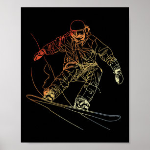 Snowboarder Sketch Alpine Snowboarden Poster