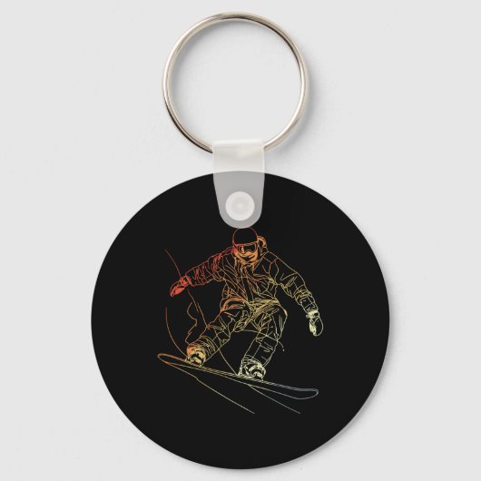 Snowboarder Sketch  Alpine Snowboarden Sleutelhanger (Voorkant)