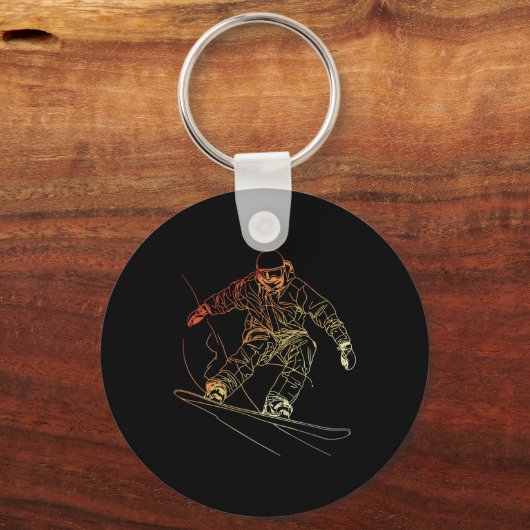 Snowboarder Sketch  Alpine Snowboarden Sleutelhanger (Voorkant)