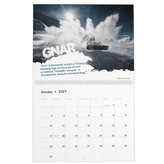Snowboarder Slang Kalender (Jan 2027)