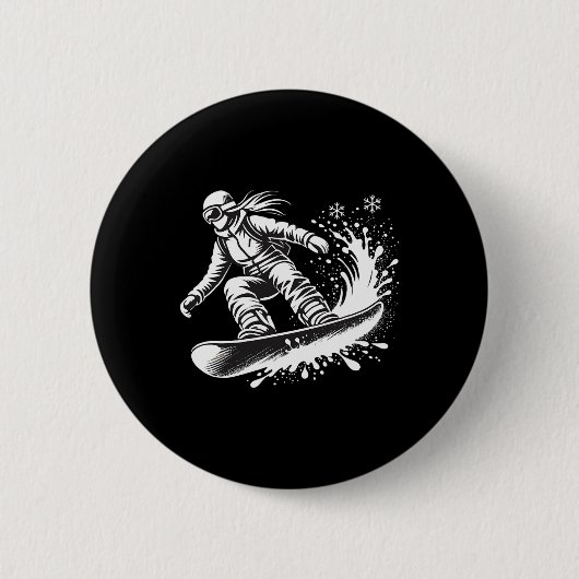 Snowboarder Snowboarder Winter Slope Downhill Hol Ronde Button 5,7 Cm (Voorkant)