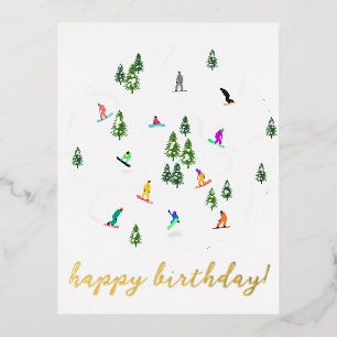 Snowboarder Snowboarding Illustratie Birthday Folie Feestdagen Briefkaart