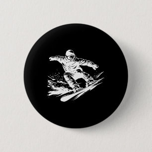 Snowboarder tekenen snowboarden helling ronde button 5,7 cm