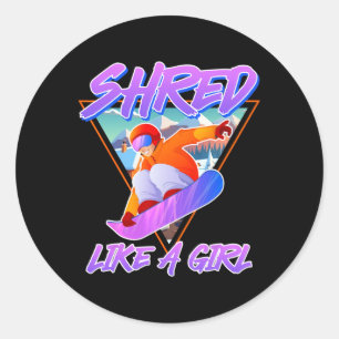 Snowboarder versnipperd als een meisje snowboard m ronde sticker