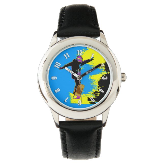 Snowboarder vlucht - Snowboarder Horloge (Voorkant)