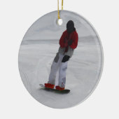 Snowboarder "voorbereiding op de ski" Wintersport  Keramisch Ornament (Links)