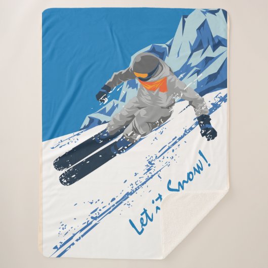 Snowboarder Winter Ride, gepersonaliseerd Sherpa Deken (Voorkant)