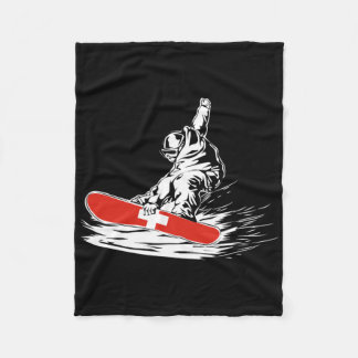 Snowboarder Zwitserse vlag Wintersport Fleece Deken