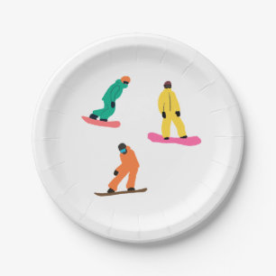 Snowboarders Winter Illustratie Papieren Bordje