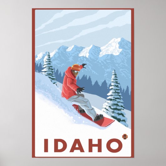 Snowboardeur ScèneIdahoVintage Affiche de voyage (Devant)