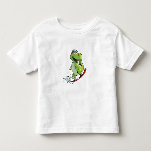 Snowboarding Dinosaur Kinder Shirts (Voorkant)