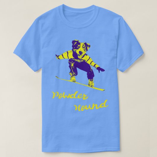 Snowboarding Dog Powder Hound Skiing T-shirt (Design voorkant)