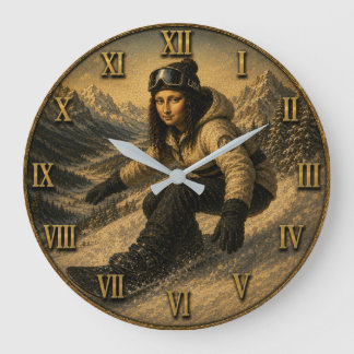 Snowboarding Funny Mona Lisa Snowboarder Gift Grote Klok