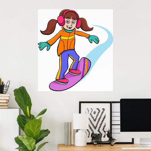 Snowboarding Girl Snow Fun Poster