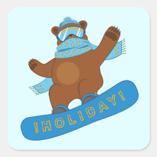 Snowboarding grappig Beer Vierkante Sticker