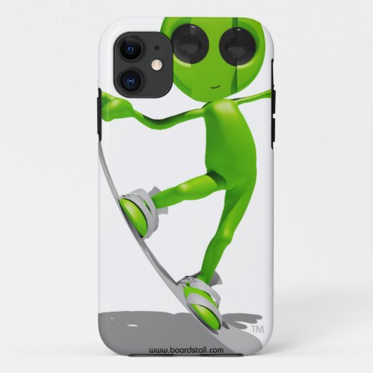 Snowboarding Green Alien iPhone 5 Hoesje (Achterkant)