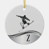 Snowboarding Monogram Cadeaubon Snowboard Keramisch Ornament (Voorkant)