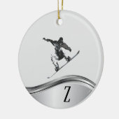 Snowboarding Monogram Cadeaubon Snowboard Keramisch Ornament (Links)