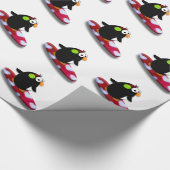 Snowboarding Penguin Gift Wrap Cadeaupapier (Hoek)