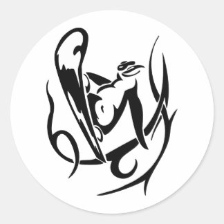 SNOWBOARDING PENGUIN RONDE STICKER