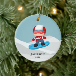 Snowboarding Personalized Christmas Keramisch Ornament