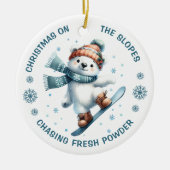 Snowboarding Polar Bear Custom Photo Keramisch Ornament (Voorkant)