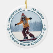 Snowboarding Polar Bear Custom Photo Keramisch Ornament (Achterkant)