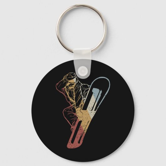 Snowboarding Retro Style Vintage Sleutelhanger (Voorkant)