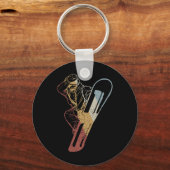Snowboarding Retro Style Vintage Sleutelhanger (Voorkant)