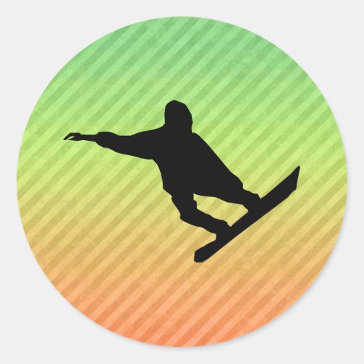 Snowboarding Ronde Sticker (Voorkant)