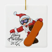 Snowboarding Santa  Keramisch Ornament (Achterkant)