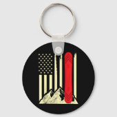 Snowboarding Skiing Snowboard American Flag Snowbo Sleutelhanger (Voorkant)