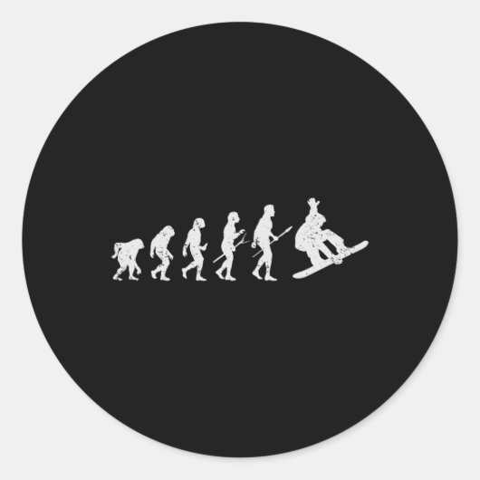 Snowboarding Skiing Snowboarder Winter Funny Evolu Ronde Sticker (Voorkant)