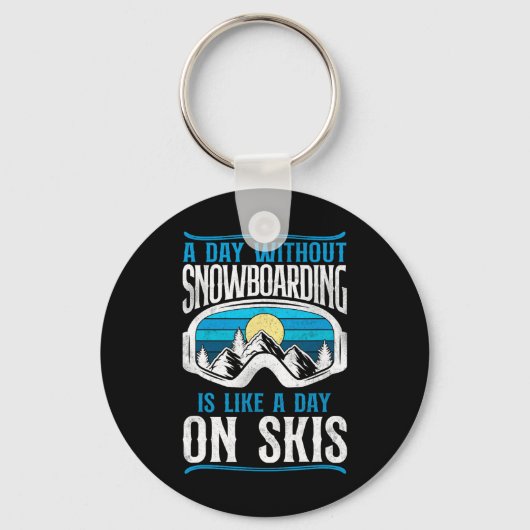 Snowboarding Snowboard  Retro Ski Skiing Go Sleutelhanger (Voorkant)