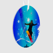 Snowboarding, surfeur avec le conseil sur le backg (devant)