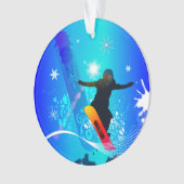 Snowboarding, surfeur avec le conseil sur le backg (devant)