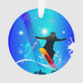 Snowboarding, surfeur avec le conseil sur le backg (devant)