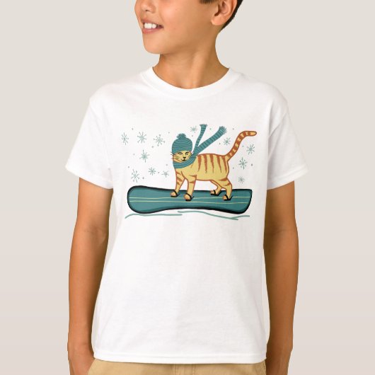 Snowboarding Tabby Cat Cute T-shirt (Voorkant)