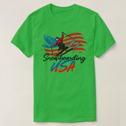 Snowboarding USA Support the Team T USA Flag Snowb T-shirt (Design voorkant)