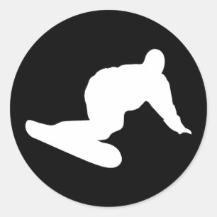 snowboardpictogram ronde sticker
