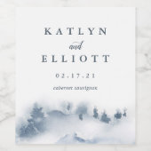 Snowbound | Aangepaste bruiloft Wijn Etiket (Enkel label)