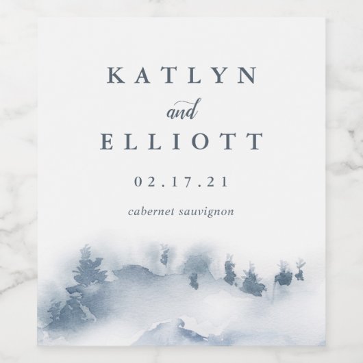 Snowbound | Aangepaste bruiloft Wijn Etiket (Enkel label)