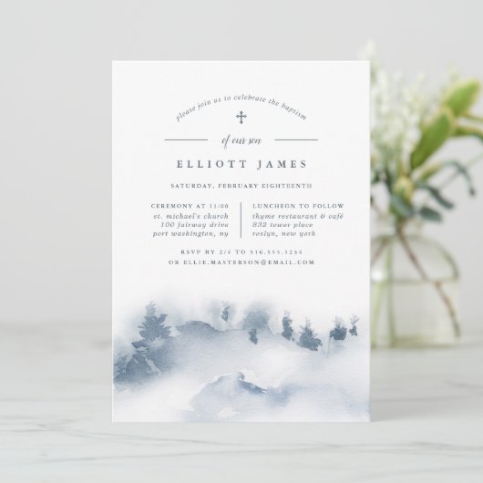 Snowbound | Christening of Baptisme-uitnodiging Kaart (Staand voorkant)