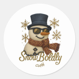 SnowBuddy Glitter Snowman Ronde Sticker