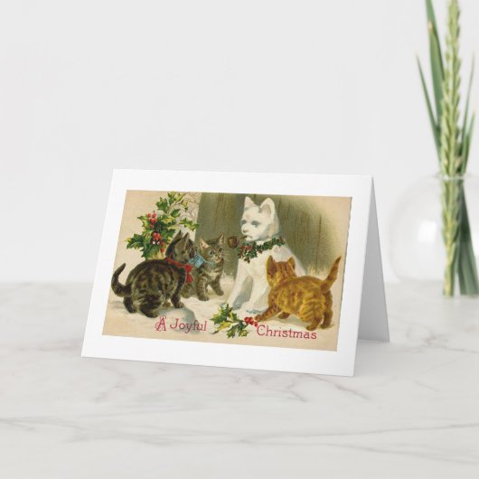 SNOWCAT chat neige VINTAGE CHRISTMAS carte (Devant)