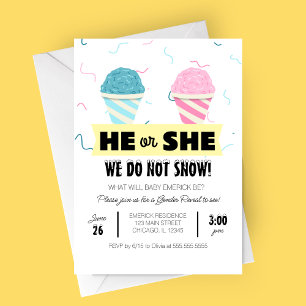 Snowcone Gender Reveal Party Kaart