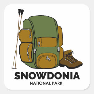 Snowdonia National Park rugzak Vierkante Sticker